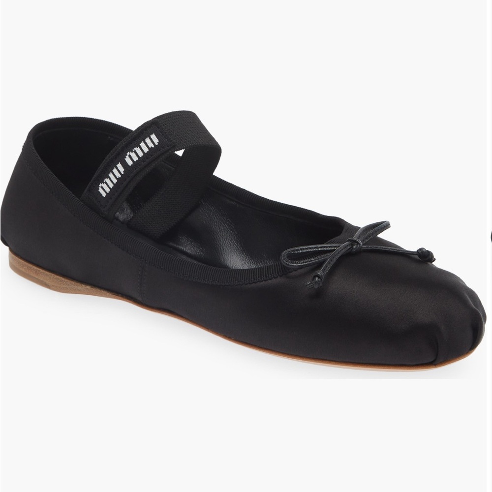 Miu Miu Black Satin Ballet Flats